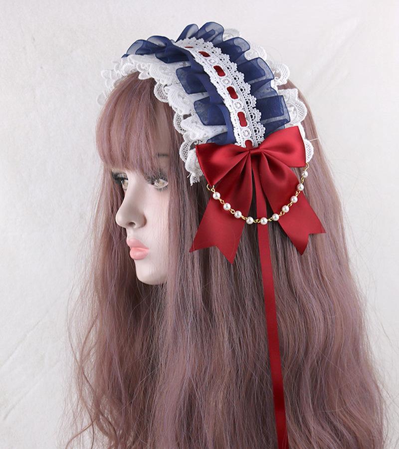 Japanese Sweet Lovely Hair Band Lolita Maid Hairband Lace Ribbon Bowknot Headband Cosplay Headdress Cute Accessories