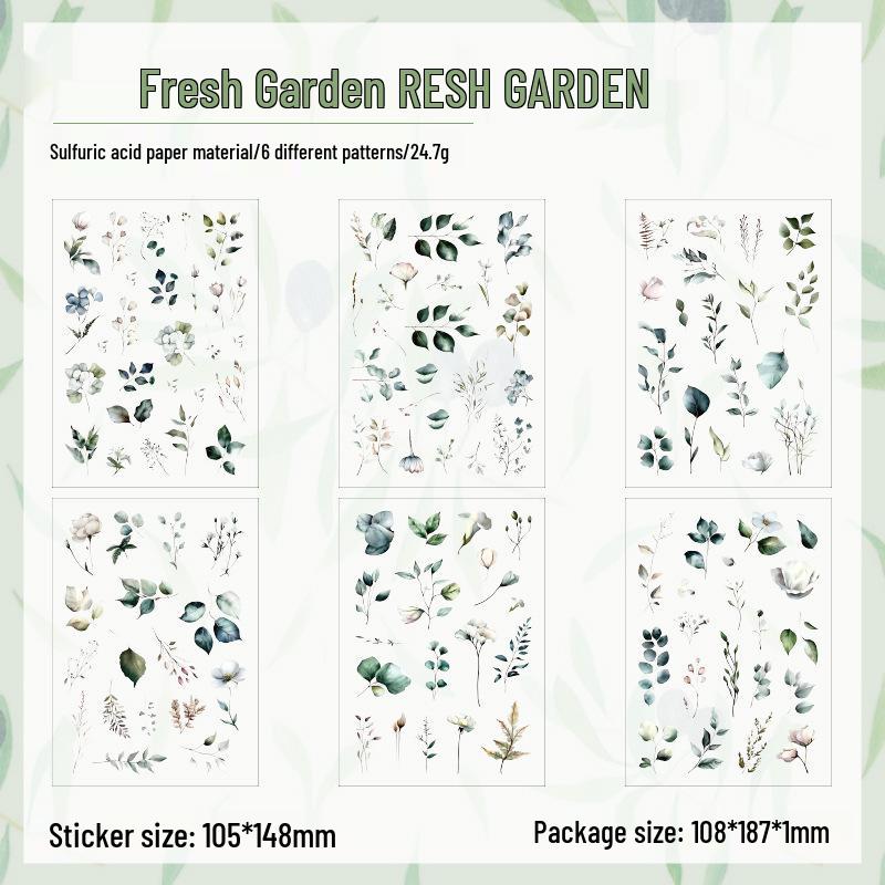 ZABC Cross-Cut Floral Theme Sticker Pack for Journals - Grass Flower Ballad Series