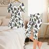 Women Plus Size White Haunted House Printed Round Neck Short Sleeve Top Capri Pants Two Piece Set