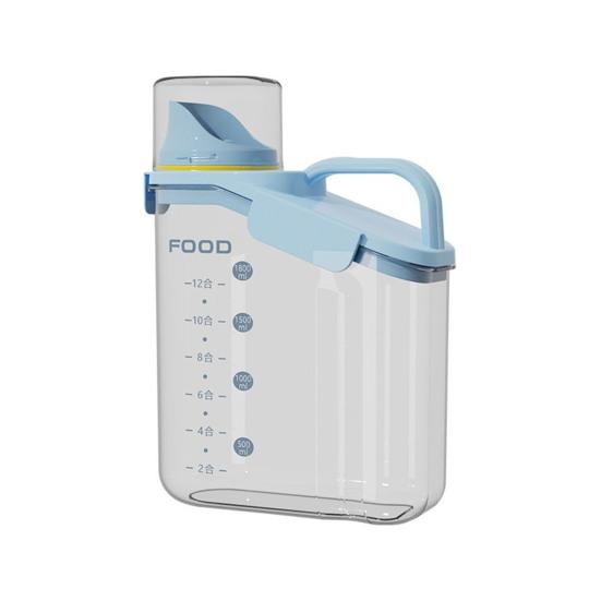 1.6/2/2.8L Airtight Dog Food Storage Container Pet Dry Food Bin with Measuring Cup Lid Clear Plastic Kitchen And Pantry Organization Bin