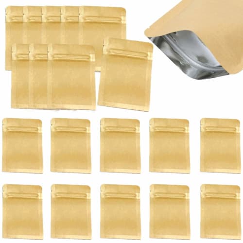3world SW844 Zip Bags, Kraft Paper Interior, Aluminum Sealer Compatible, SS Size, 7x10cm, 20 Count