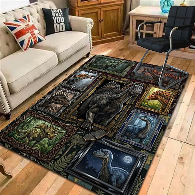 Dinosaur Gallery Pattern Rug Floor Mat for Living Room or Bedroom Soft and Comfortable Carpet a Gift for Birthday and Holiday.