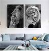 Black and White Lion Posters and Prints Painted On Canvas Painting Modern Animal Wall Art Pictures for Living Room Home Decor