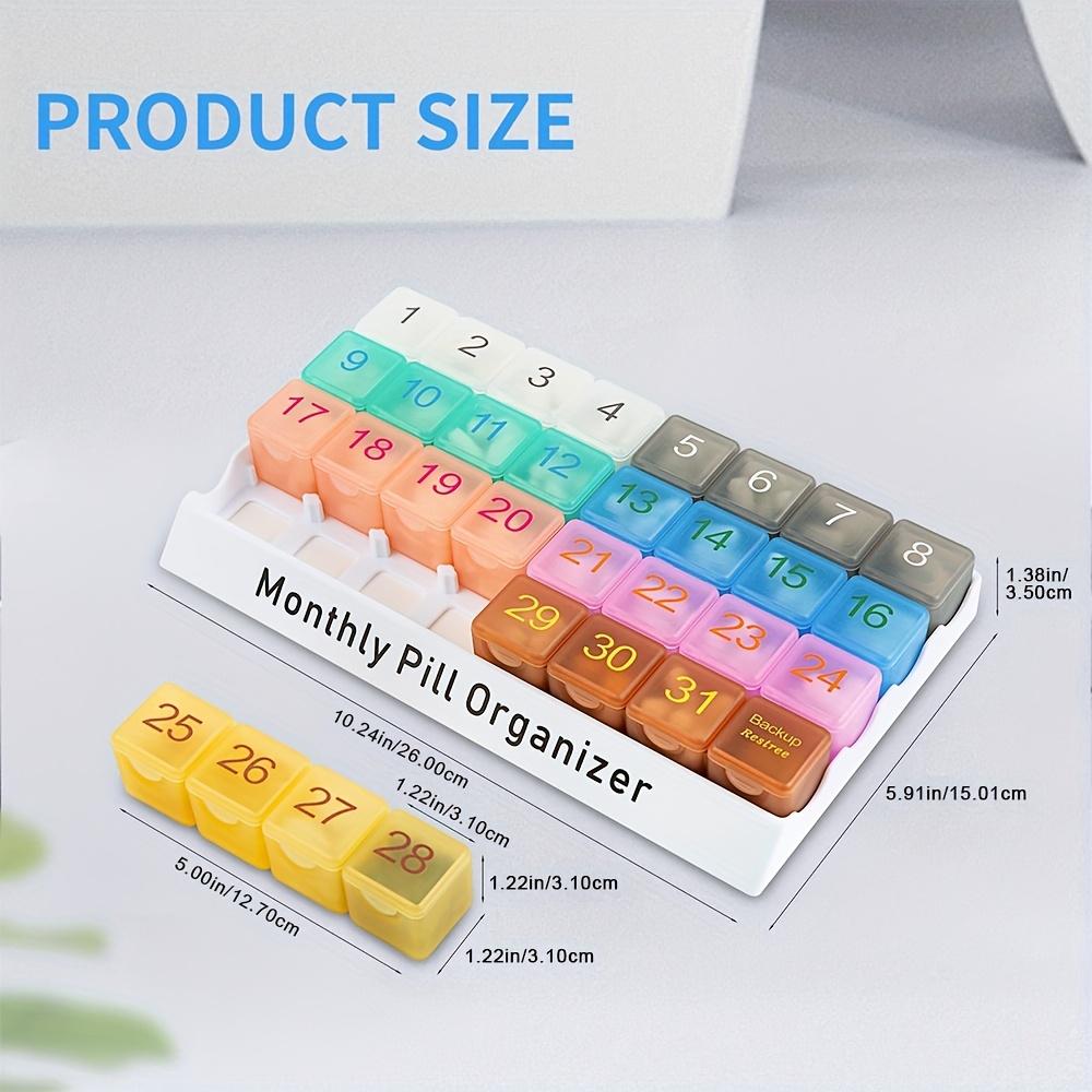 Monatlicher Pillenorganisator,Große Reise-Pillenbox für Vitamin, Medizin,Fischöl  Extra Groß 32 Fächer Abnehmbarer Pillenhalter