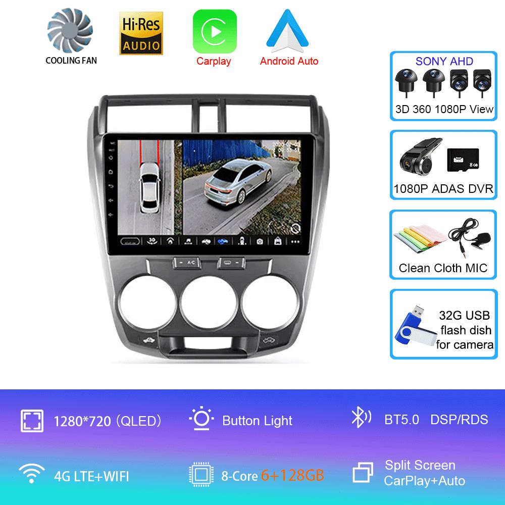Car Radio Android 14 Carplay Multimedia Player For Honda City 2008 2009 2010 2011 2012 2013 2014 Autoradio Stereo 2din Head Unit