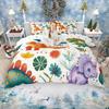 Homewish Cute Dinosaur Duvet Cover Set for Children, Rainbow Dino Bed Set, Cartoon Animal Quilt Cover Set for Boys Girls