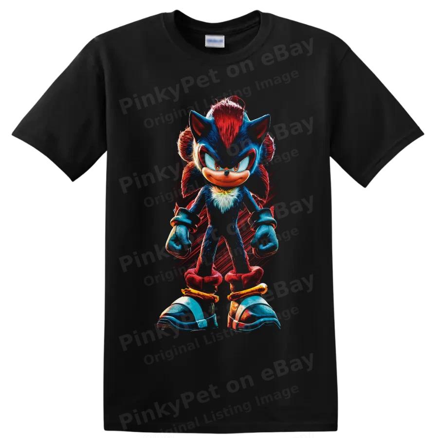 Shadow the Hedgehog T Shirt Dark Blue Red Character Graphic Gamer Tee Gift Art