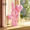 Romantic Bedroom Bedside Decor 2Pcs 3D Printed Stacked LOVE Letter Ornament with Heart Decor, Light Luxury Style Table Topper Tabletop Love Sculpture,