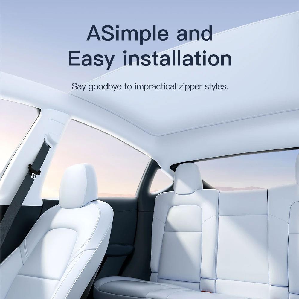 Sunshades For Tesla Model 3 Sunroof Highland 2026 Model Y 2020-26 Ice Cloth Buckle Sun Pare Glass Front Rear Skylight AccessoryWindshield Sunshades 1