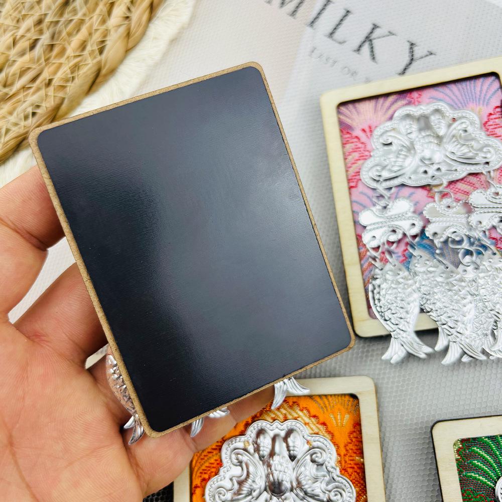 Handmade Miao Silver Pendant Bell Brocade Refrigerator Magnet - Cultural Heritage Gift from Thousand Household Miao Village, Guizhou Yunnan.