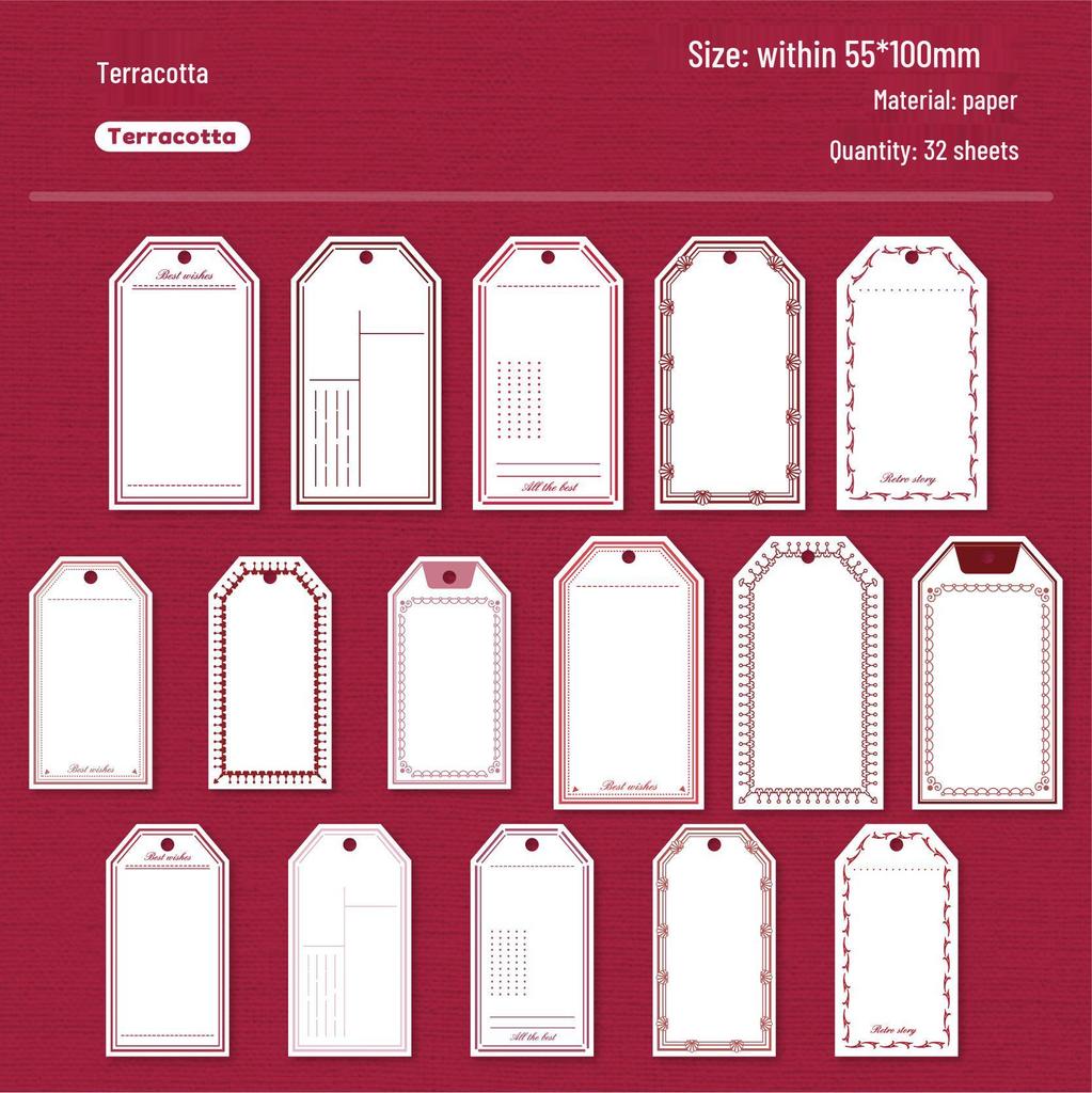 RetroStory Handwritten Memo Paper - 32-Sheet Creative Tag Series for Retro Decorations