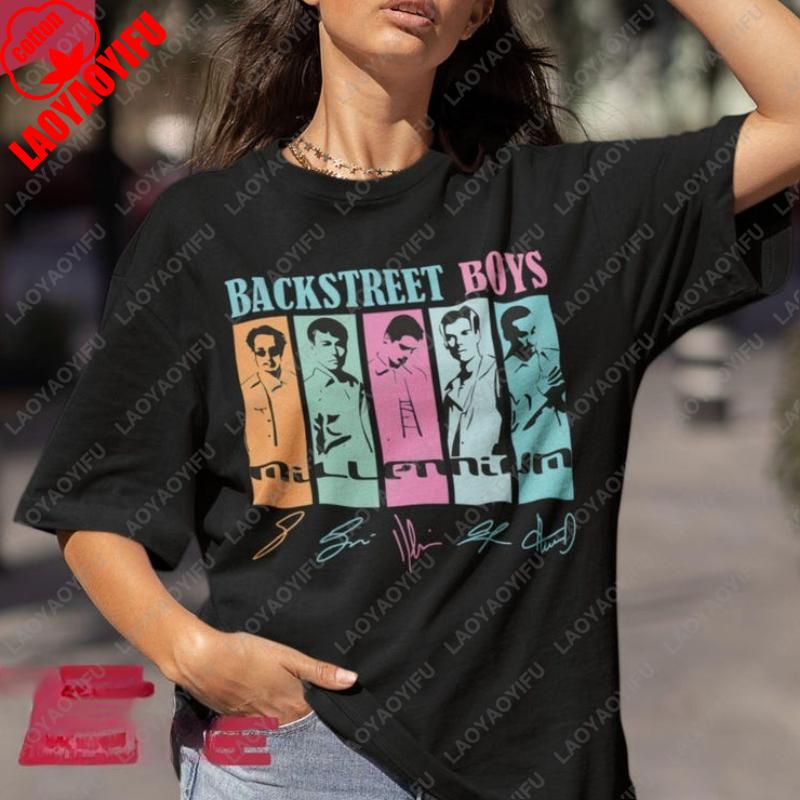 Backstreet Boys Millennium Tour Hudební Vintage Tričko Pánské Dámské Hipster Populární Vrcholy Letní Móda Streetwear Unisex Trička Dárek
