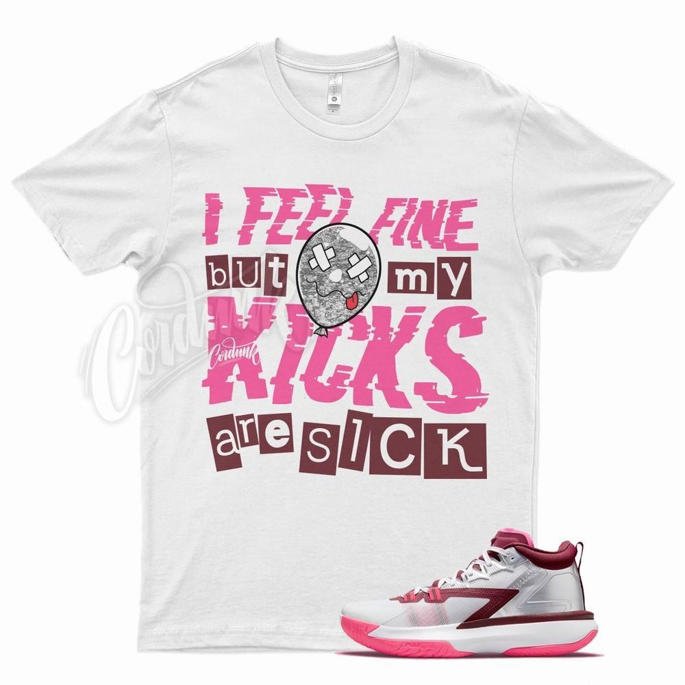 Белая футболка SICK V2 для J1 Zion 1 Marion Metallic Burgundy Pink Унисекс XXXXL