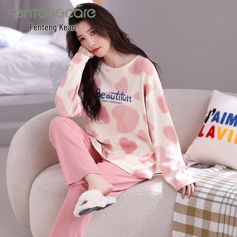 FENTENGCARE Women s 100% Cotton Long Sleeve Lounge  Pajama Set XXL