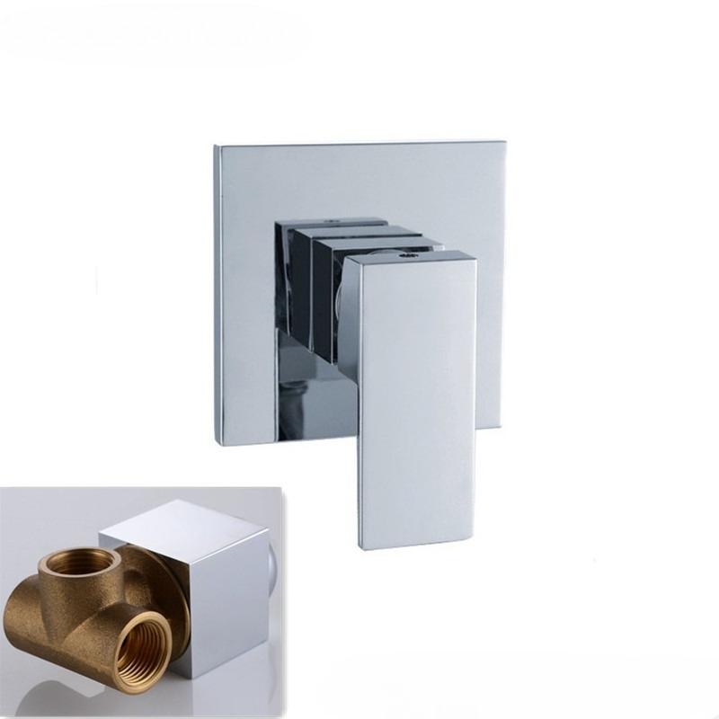 Brass Bathroom Wall Mounted Hot Cold Mixing Valve Concealed 2 Inlet 1 Outlet Water Control Valve Single Lever for Hotel