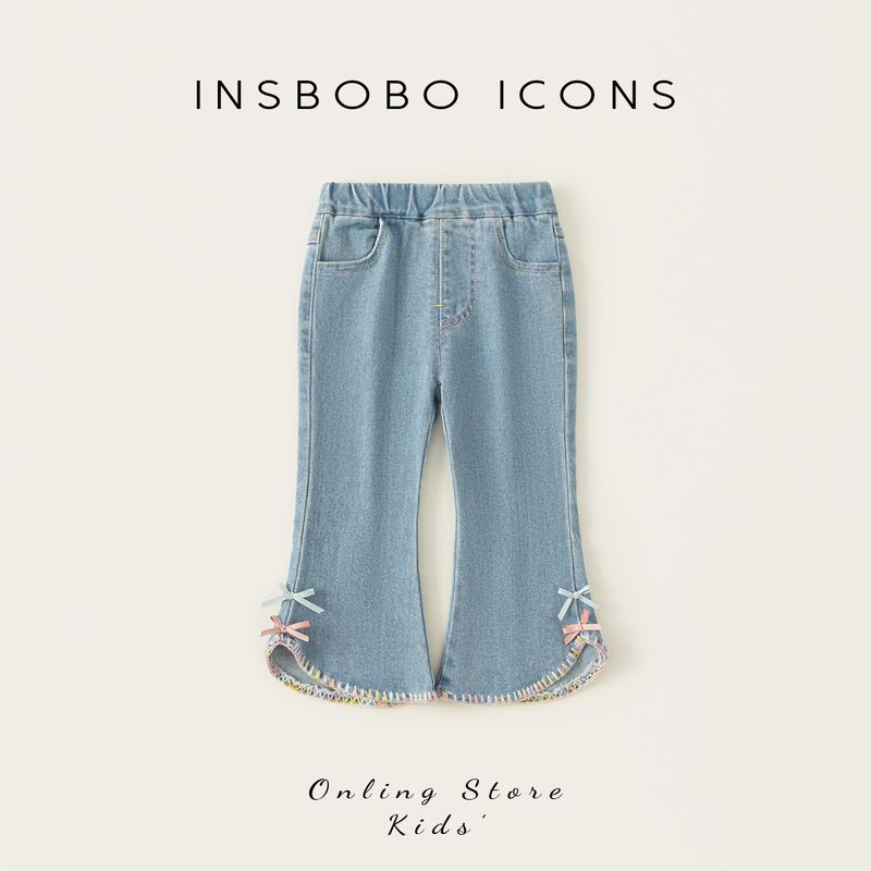 Girls  Pants 2026 Spring New Style Baby Girl Jeans Children s Flared Pants Stylish Little Girl Spring Outfit Children s Clothing Cowboy Blue 100