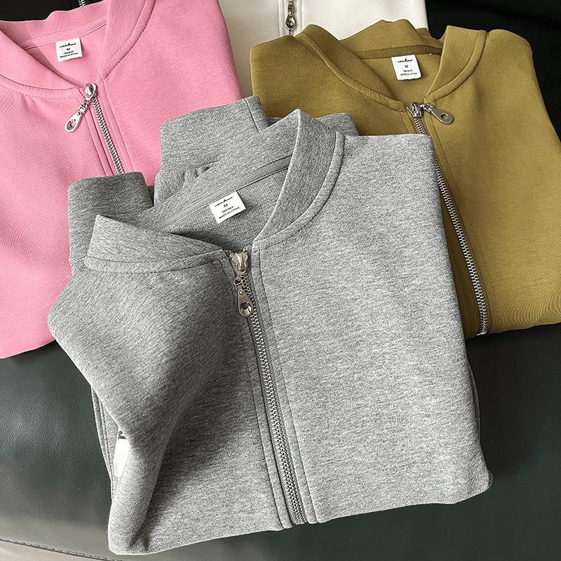 Women's Casual Loose Fit Stand-Up Collar Zip-Up Hoodie Jacket for Spring/Autumn