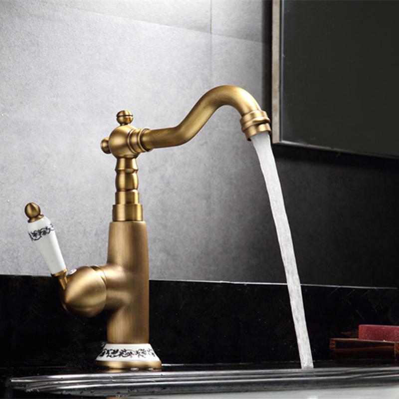 All-copper Creative Wash Basin Faucet Sink Retro Faucet Kitchen Hot and Cold Faucet Basin Dish Basin Faucet