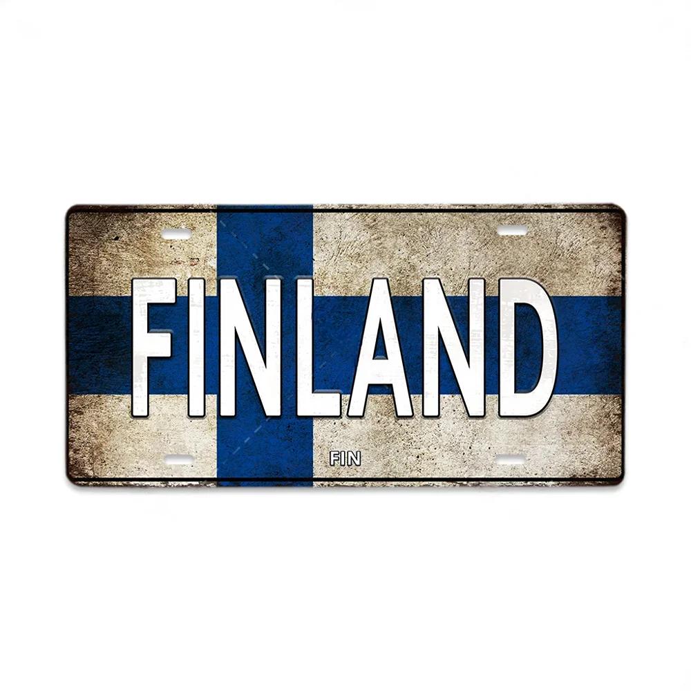 HD Metal Tin Sign World National Flags License Plate Style Vintage Retro Wall Art Decor for Home Bar Garage