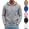 Felpa da uomo con cappuccio e zip, manica lunga, per abbigliamento casual
