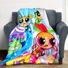 1pc Powerpuff Girls Flannel Throw Blanket - HD Printed Lightweight Soft Warm All-Season Blanket for Sofa, Bed, Travel, Camping - Machine Washable010