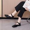 British lazy single shoes 2025 new French retro square head thick heel Mary Jane shoes small leather shoes women