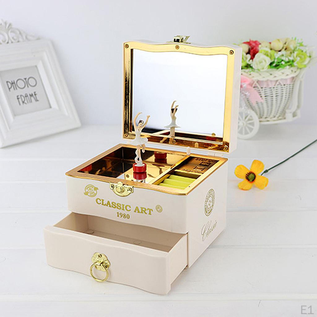 Classic Rotating Dancer Ballerina Piano Music Box Clockwork Plastic Jewelry for Girls Women Hand