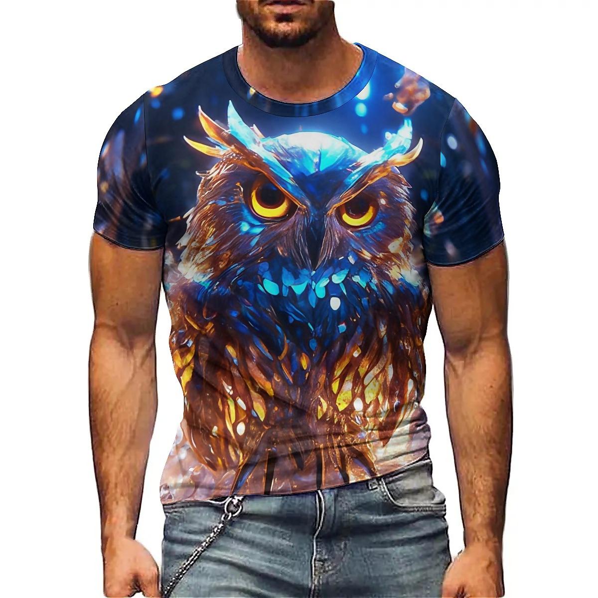 Повседневный комфортный топ Модный с принтом Короткий рукав Круглый вырез Футболки Мужские 6XL