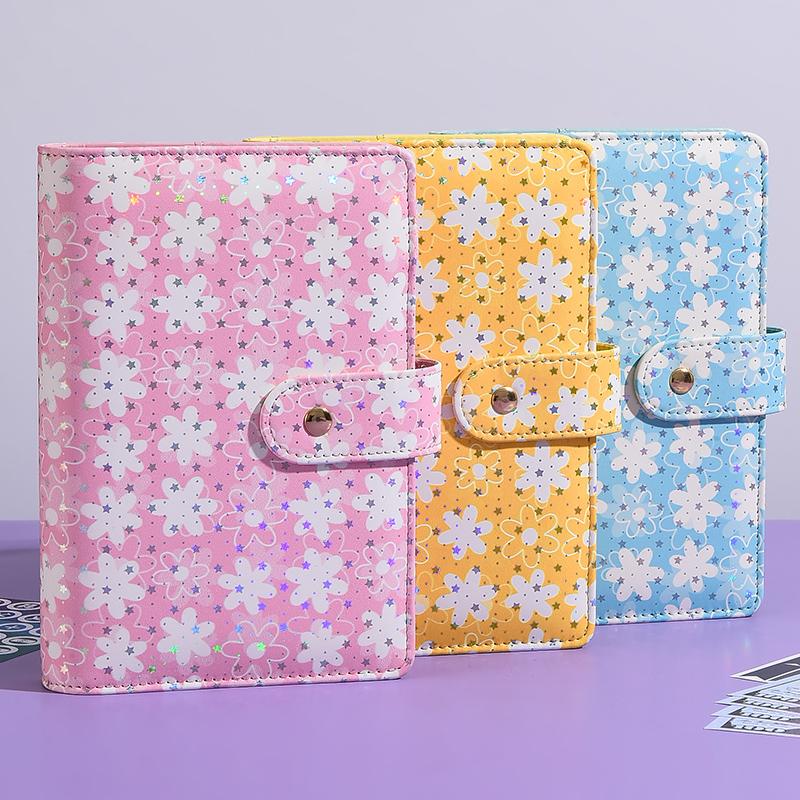 A6 Snowflake Button PU Leather DIY Binder Notebook Only Cover Diary Books Schedule Covers School Stationery