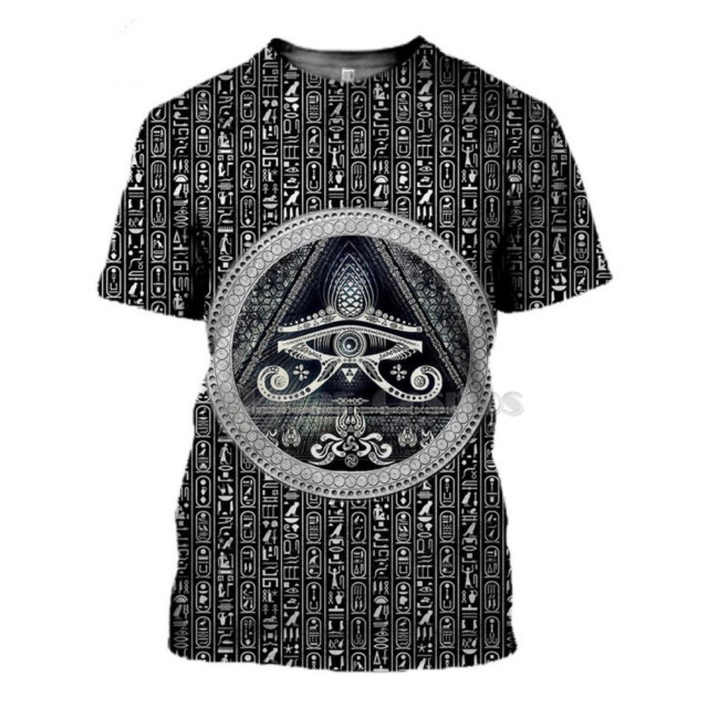 Men's Egyptian Totem 3D Printed T Shirt Summer Funny Retro Mystery Ancient Horus Harajuku Short Sleeve Streetwear