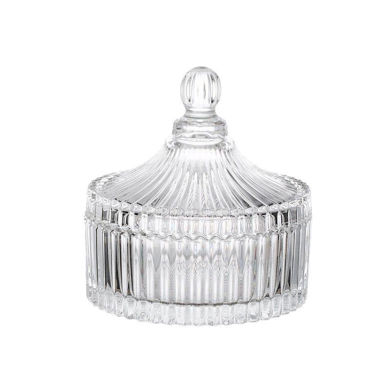 European Glass Bowl Jewelry Box: Crystal Demagnetization Purification Jar with Omamori Salt and Lid