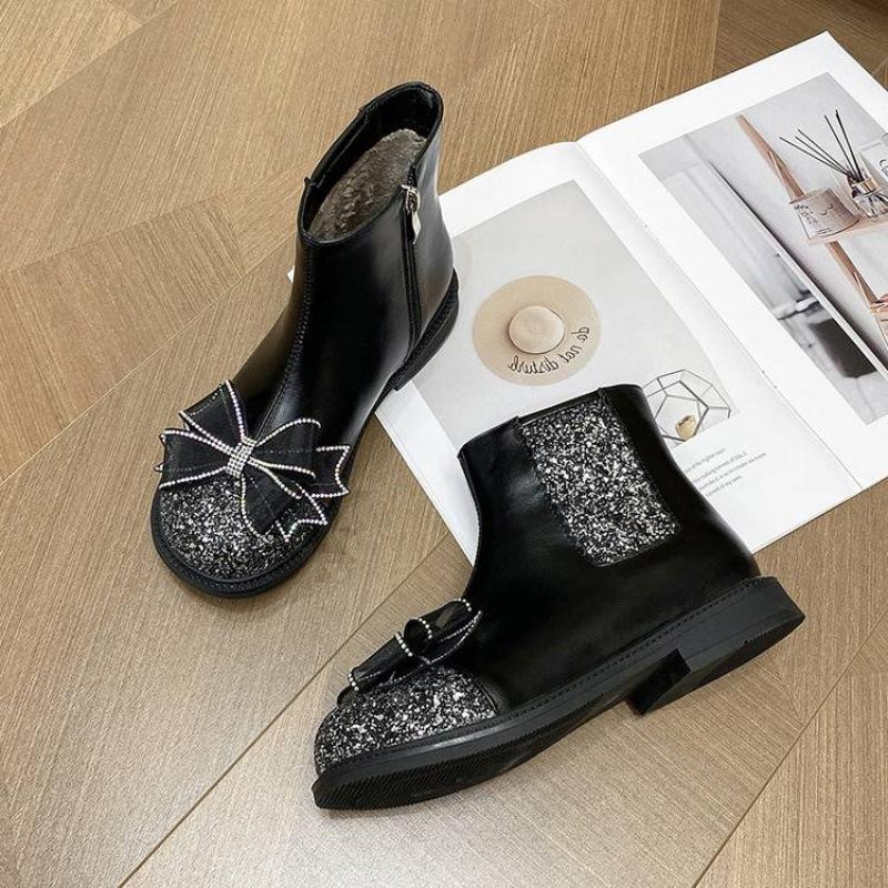 

New girls knight boots platform zipper medium and older children s boots comfortable rubber sole Korean version of princess catwalk medium boots 39 (inner length 24.5cm)