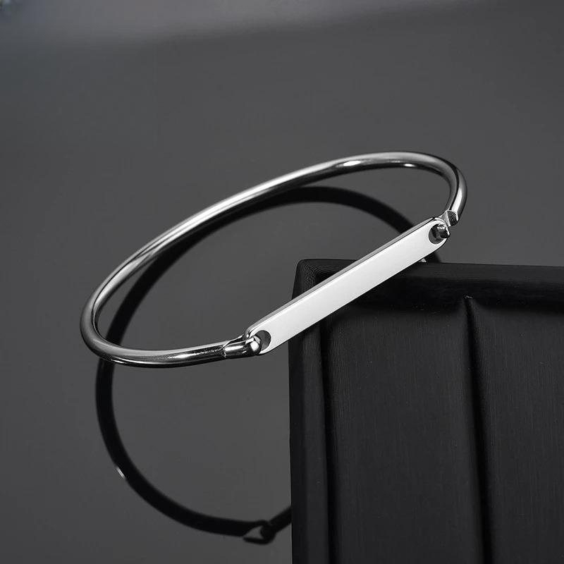 Hand-decorated Customized Bracelets Engrave Name Bracelet Cuff Bangle Stainless Steel Engrave Bangles for Women