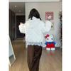 Sweet polka dot floral cotton-padded jacket women's winter bow warm bread jacket thickened cotton-padded jacket
