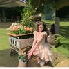 2026 Floral Off-Shoulder Puff Sleeve Spring/Summer Dress for Women - Slimming, Waist-Cinched, Short Sleeves, Sweet Super Fairy Style