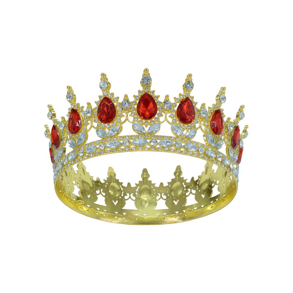 European and American Baroque Bridal Round Crown Party Dance Princess Tiara Birthday Crown Crystal Hair Accessories for Women