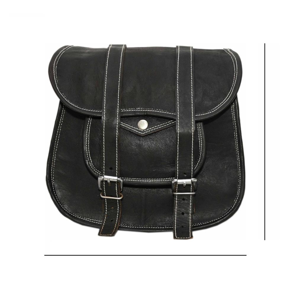 Handmade Vintage Goat Leather Motorcycle Saddlebags – Bike Panniers Set of 2