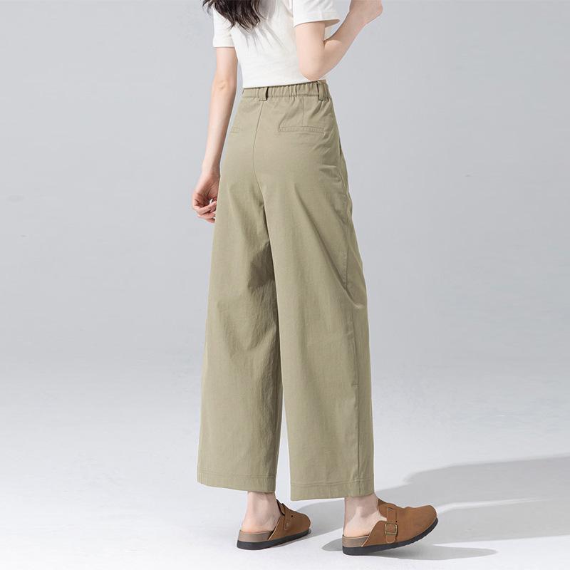 Auroral Style Khaki Green Ultra Anti-Wrinkle Women's Wide-Leg Pants - Soft, Comfortable, and Stylish for 2026 Spring/Summer.