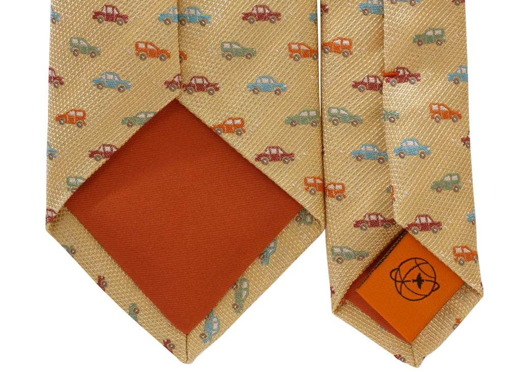 SIMON CARTER Colorful Car Silk Tie (Gold)