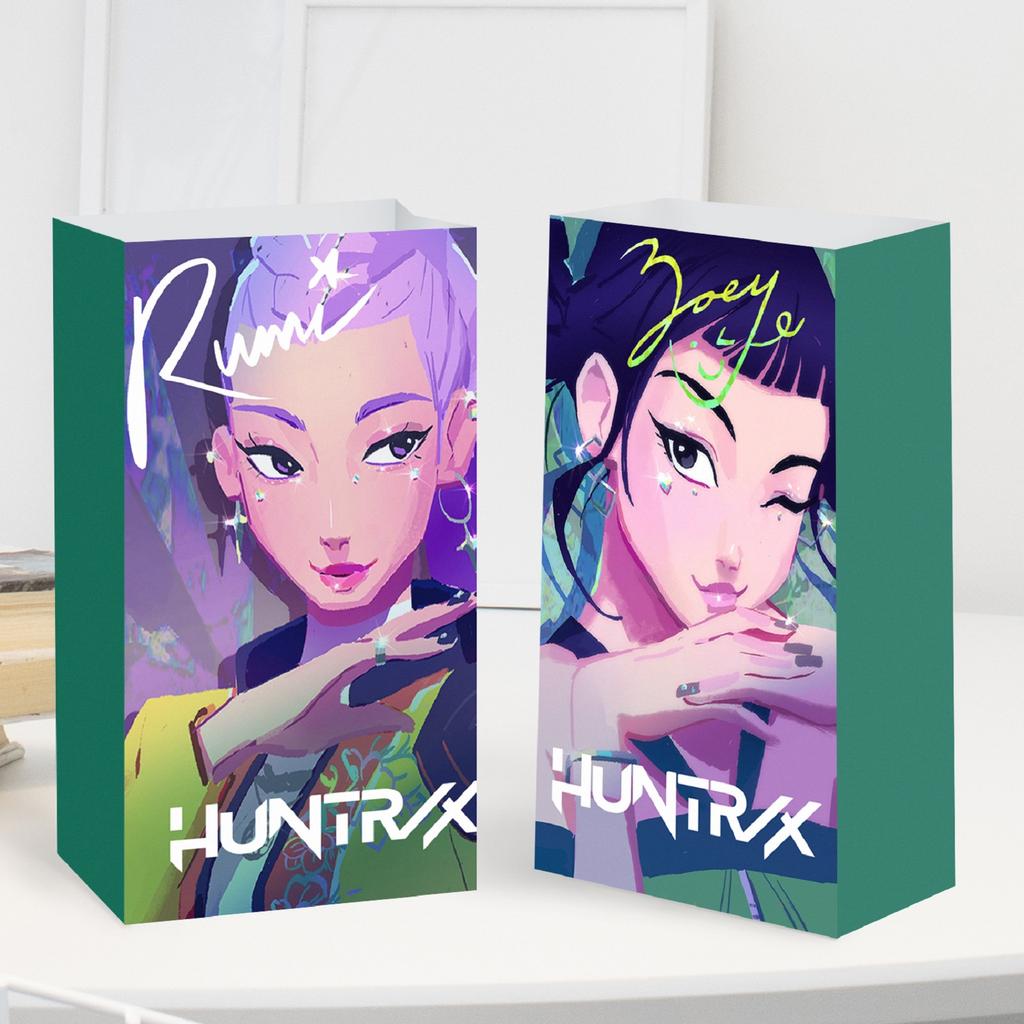 Bag Flat Mouth Gift Bag Sticker Four Styles Eight Patterns 12 Paper Bags 12Stickers Holiday Gift Bags