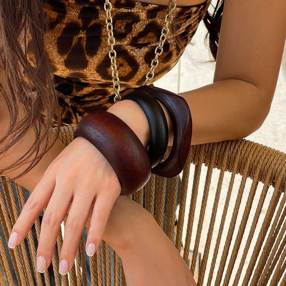 Round Square Bracelets Wide Women Bangles New Wooden Bangles  Gifts