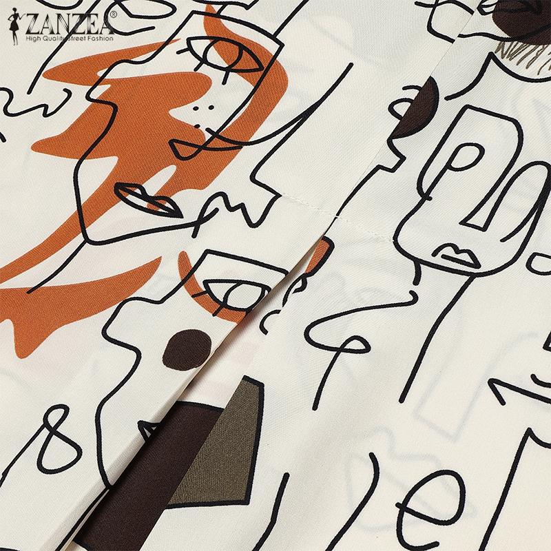 ZANZEA Women Casual Round Neck Summer Sleeveless Print Dress