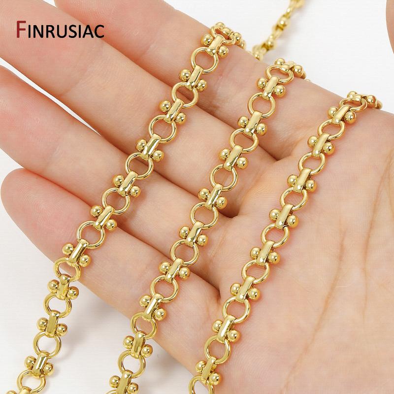 18K Gold Plated Brass Heavy Thick Chain for Jewelry,Punk Round Link Chain for DIY Necklace Bracelet Making Supplies Accessories