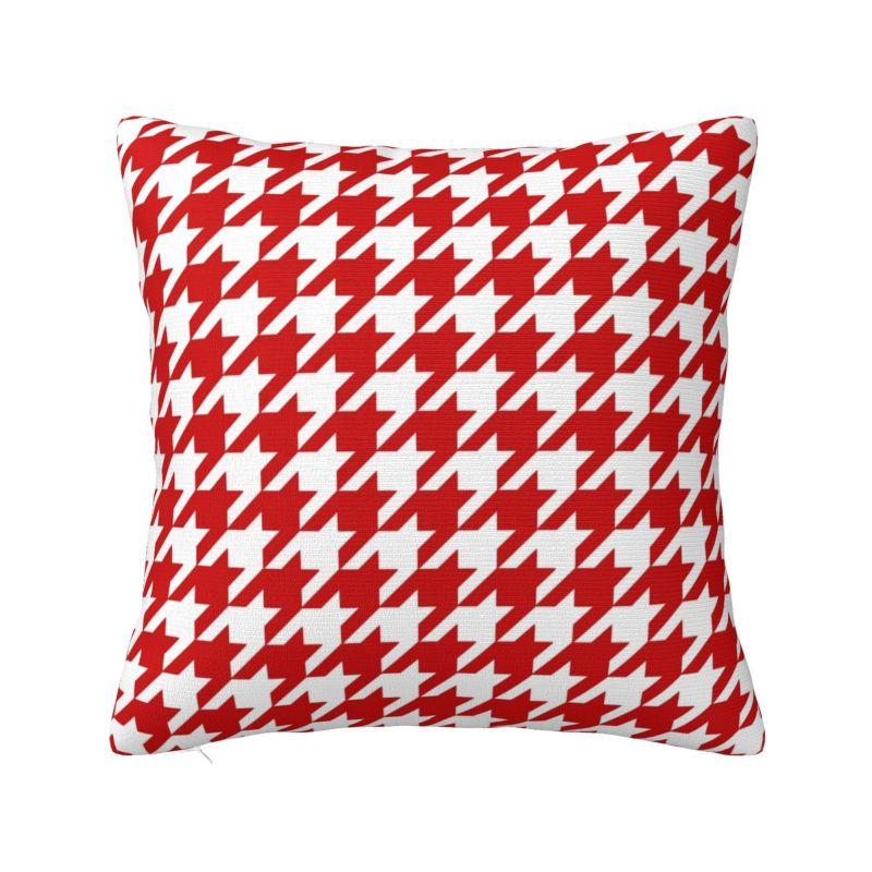 Nordic Fall Vibrant Houndstooth Pattern Cushion Cover Velvet Elegant Dogstooth Style Throw Pillow Case Decoration