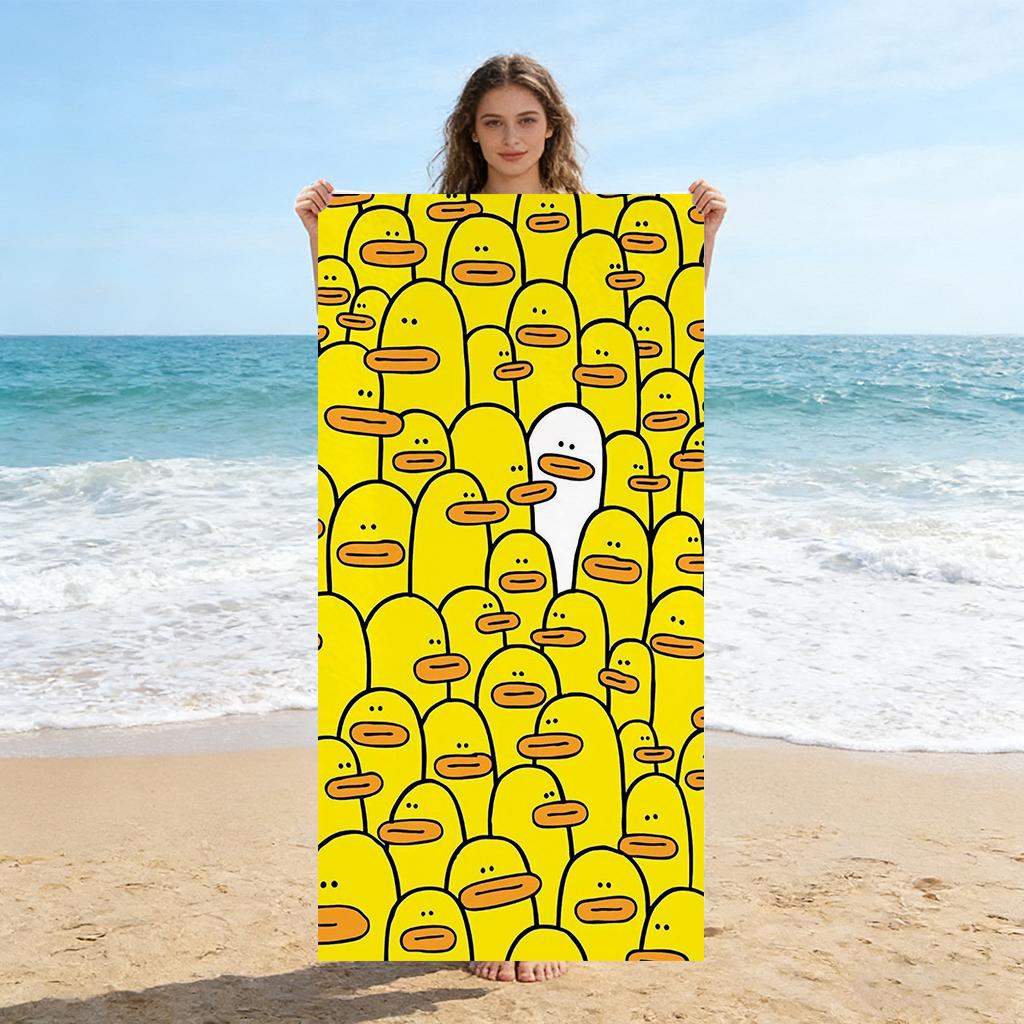 

1pc Find the Different Duck Beach Towel Quick-drying Towel Suitable for Seaside Pool Camping Vacation Yoga For Families Friends W40*H60(CM)