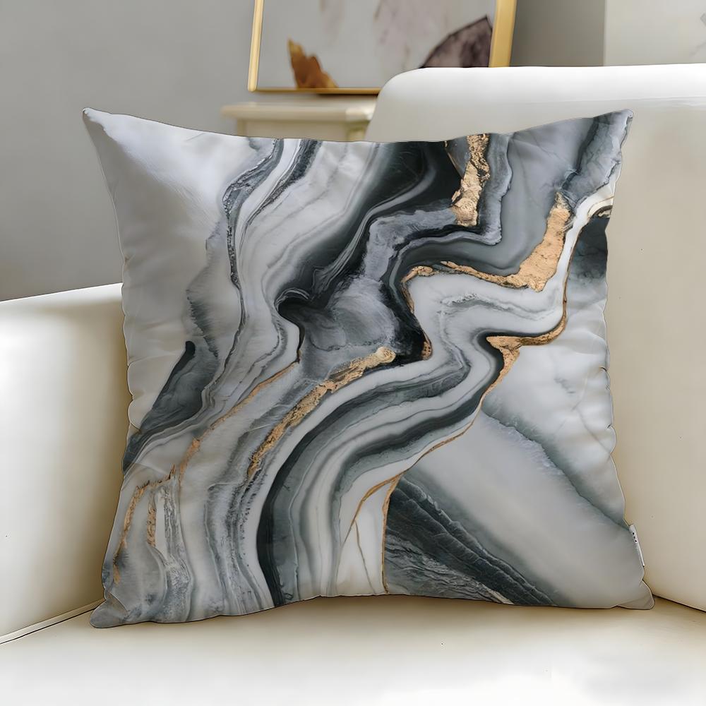 art theme Minimalist Marble Patterned Cushion Cover Soft  EasyWash Pillow Case  Versatile for Couch Bed Travel and Office