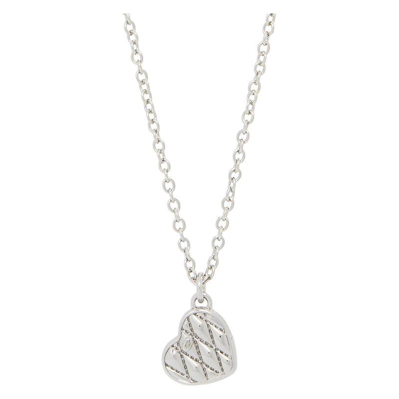COACH Heart Shape Design Brass Necklace Women s Silver