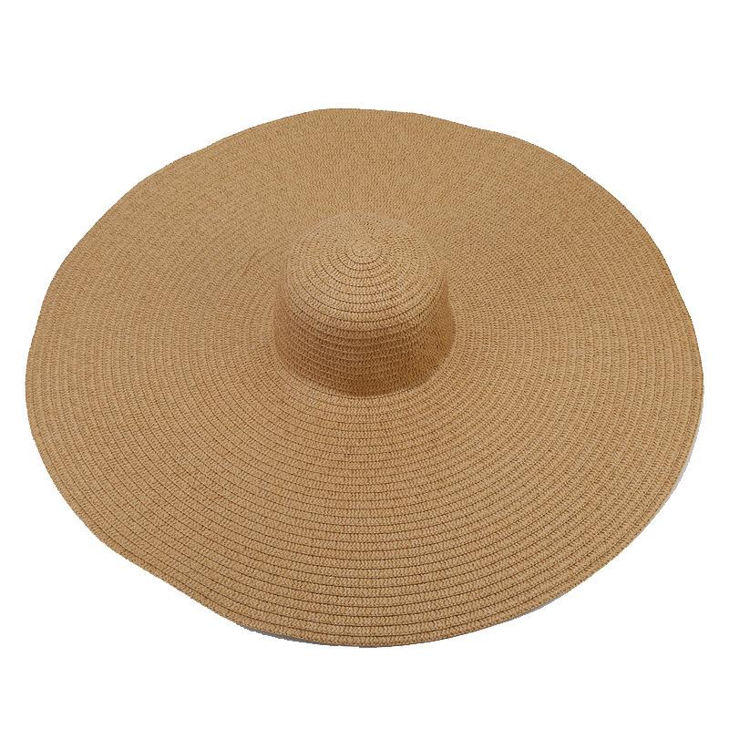 Elegant Women Oversized Beach Sun Hat 25CM Large Wide Brim Outdoor Travel UV Protection Straw Hat
