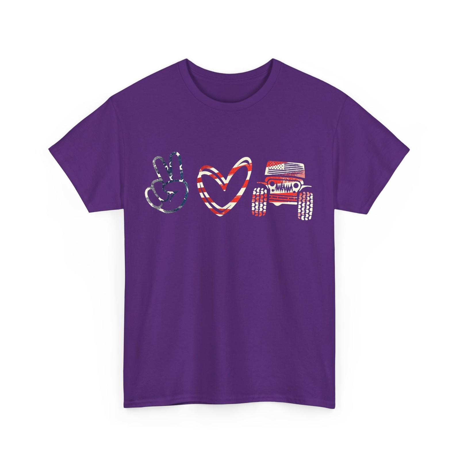 Peace Love Off road American Flag Shirt, Off road Cars Lovers Shirt L