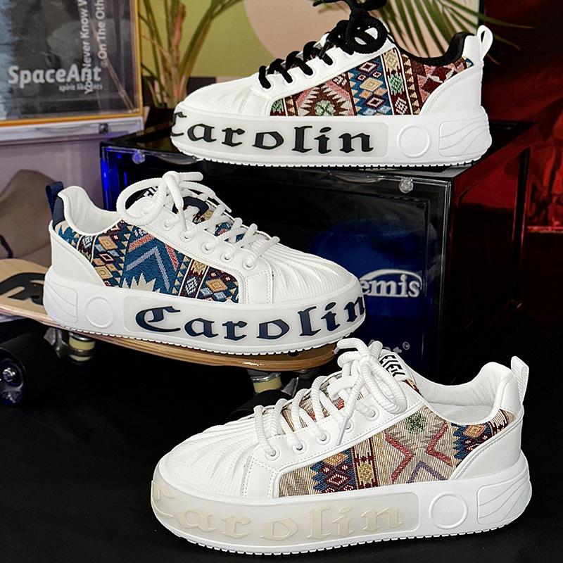 

Мужские дизайнерские кроссовки на массивном каблуке, модные повседневные туфли из микрофибры из кожи, дышащие туфли на плоской платформе с увеличенным ростом